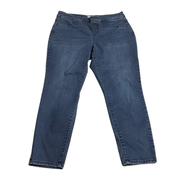 Ava & Viv Womens Jeans Size 16W Mid Rise Skinny Pull On Denim Jeans Dark Wash - Picture 1 of 10